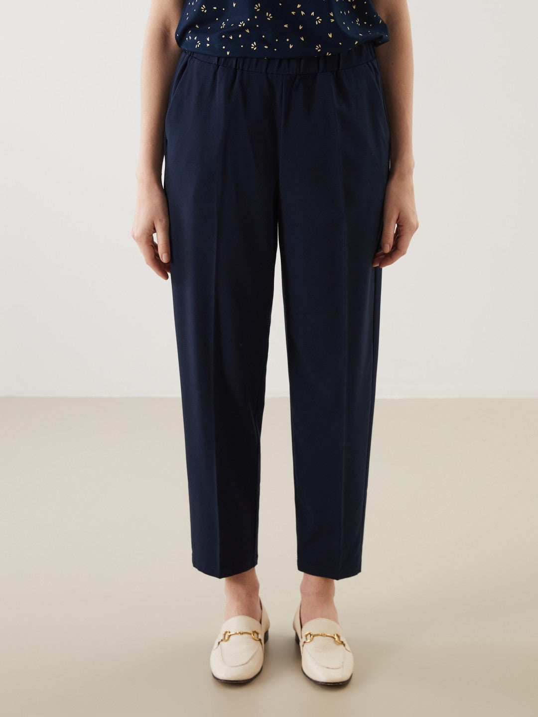 LCW Grace Black Plus Size Elastic Waist Women Trousers