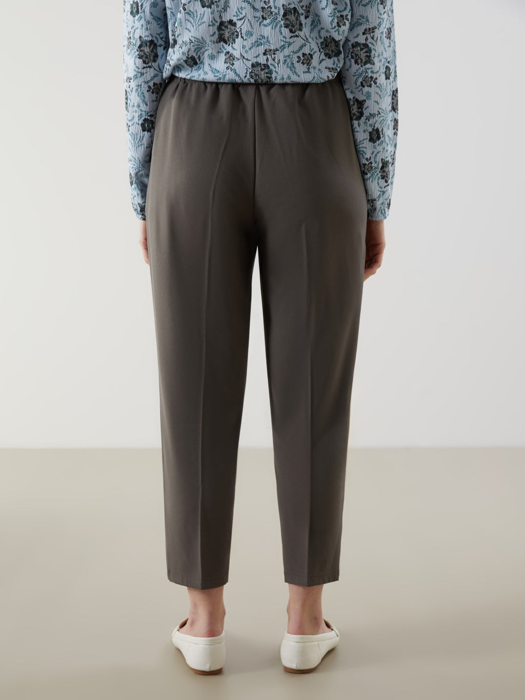 LCW Grace Black Plus Size Elastic Waist Women Trousers