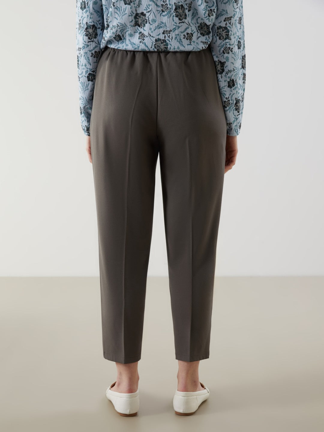 LCW Grace Black Plus Size Elastic Waist Women Trousers