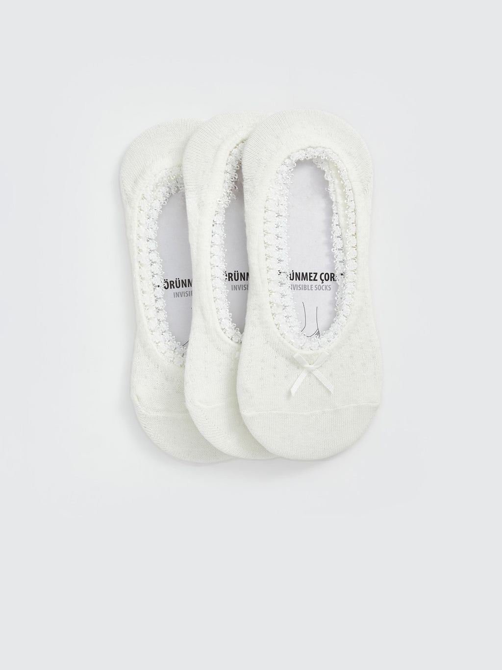 LCW Dream Ecru Ribbon Detailed Ballerina Socks 3-Pack