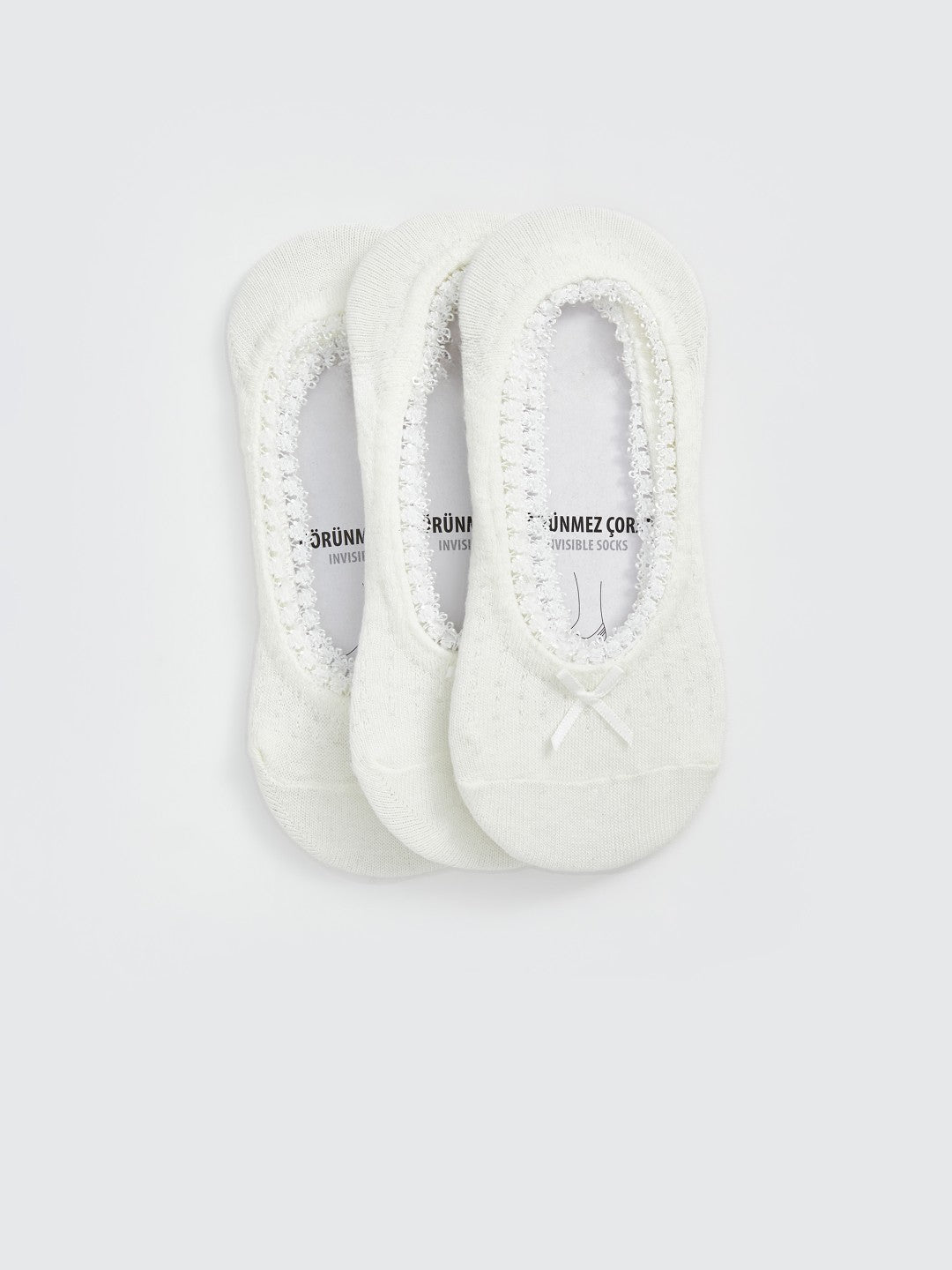 LCW Dream Ecru Ribbon Detailed Ballerina Socks 3-Pack