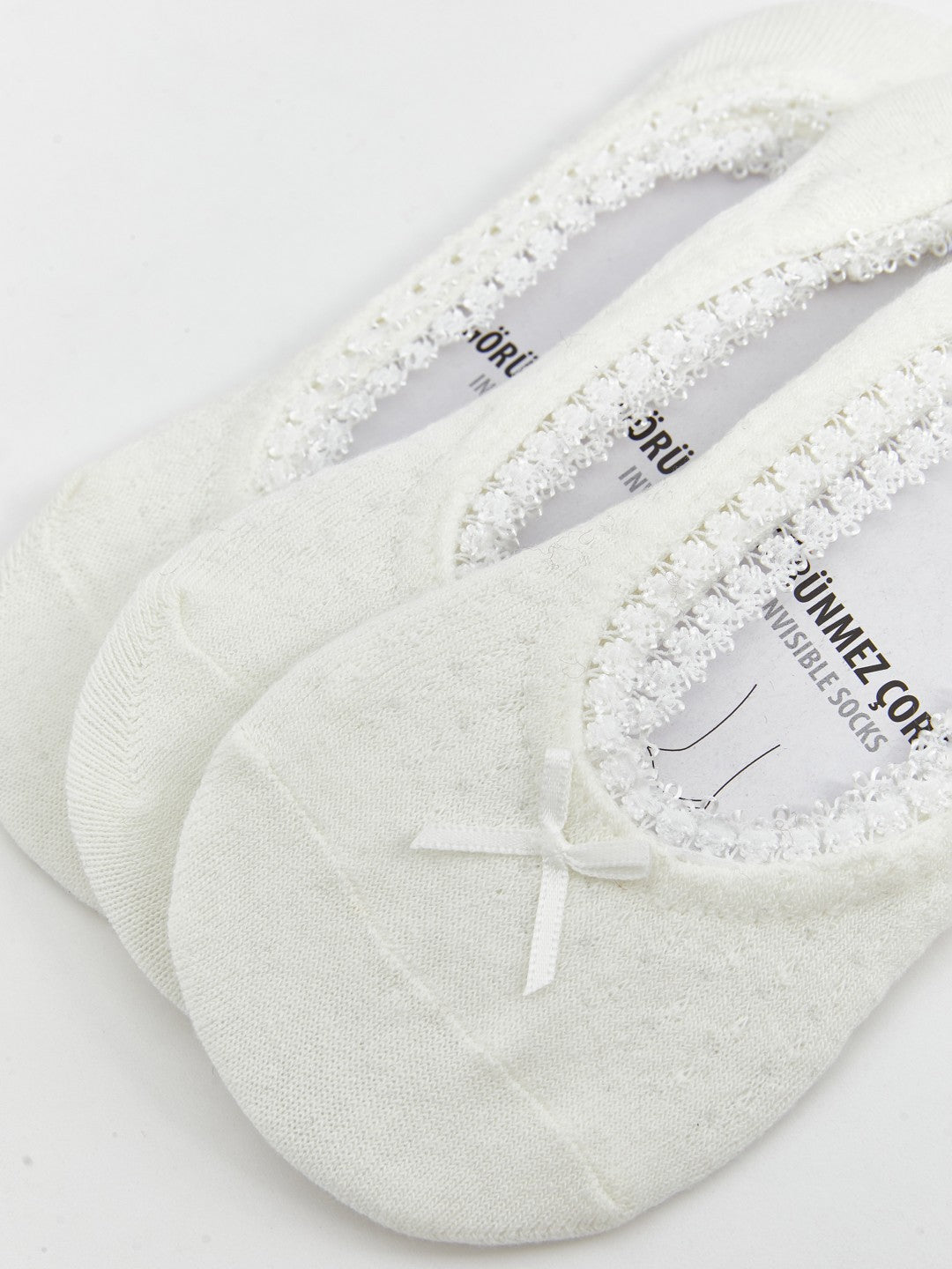 LCW Dream Ecru Ribbon Detailed Ballerina Socks 3-Pack