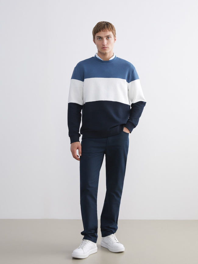 LCW Vision Crew Neck Color Block Men Sweatshirt Main Image