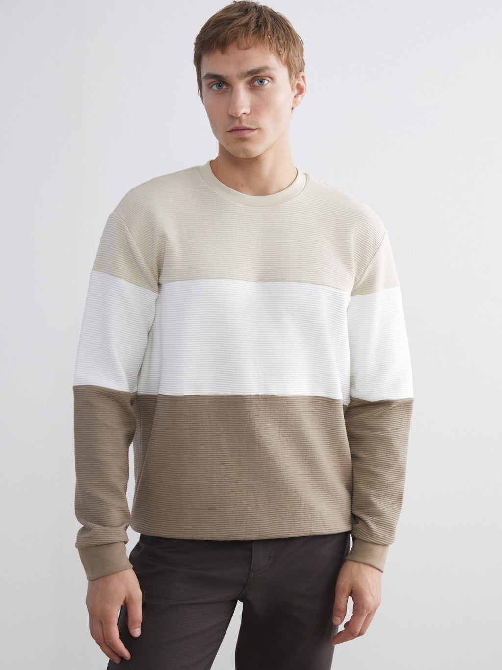 LCW Vision Crew Neck Color Block Men Sweatshirt