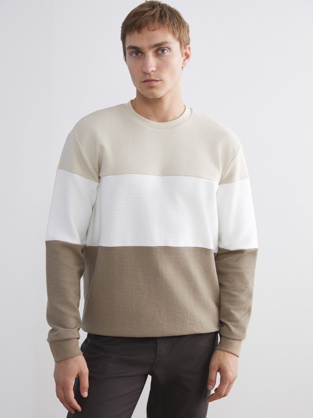 LCW Vision Crew Neck Color Block Men Sweatshirt