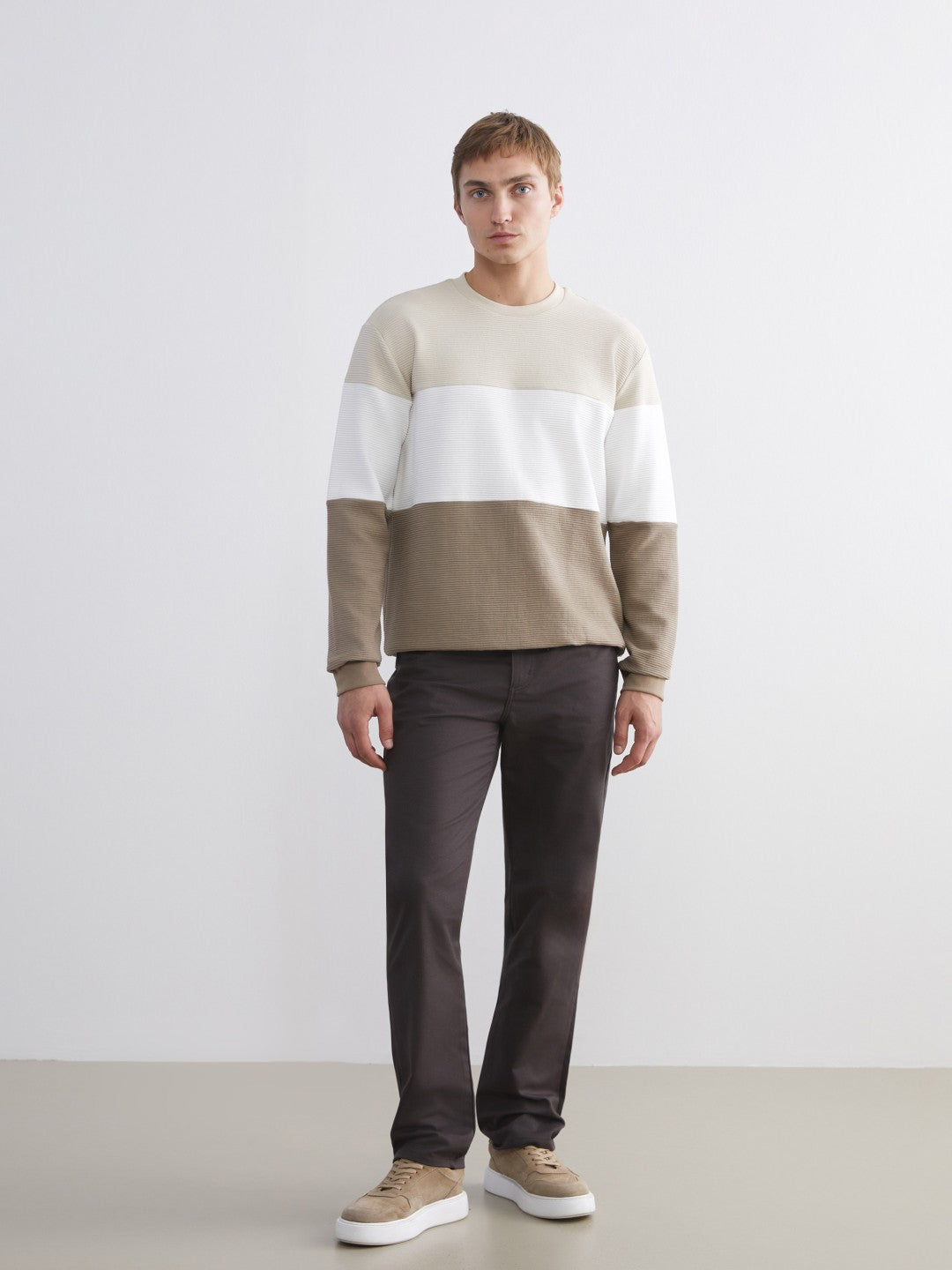 LCW Vision Crew Neck Color Block Men Sweatshirt