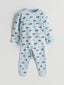 LCW Baby Blue Crew Neck Printed Baby Boy Pajama Set