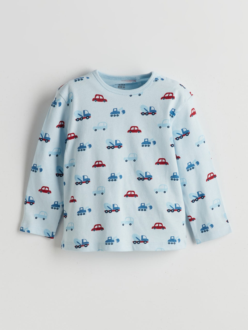 LCW Baby Blue Crew Neck Printed Baby Boy Pajama Set