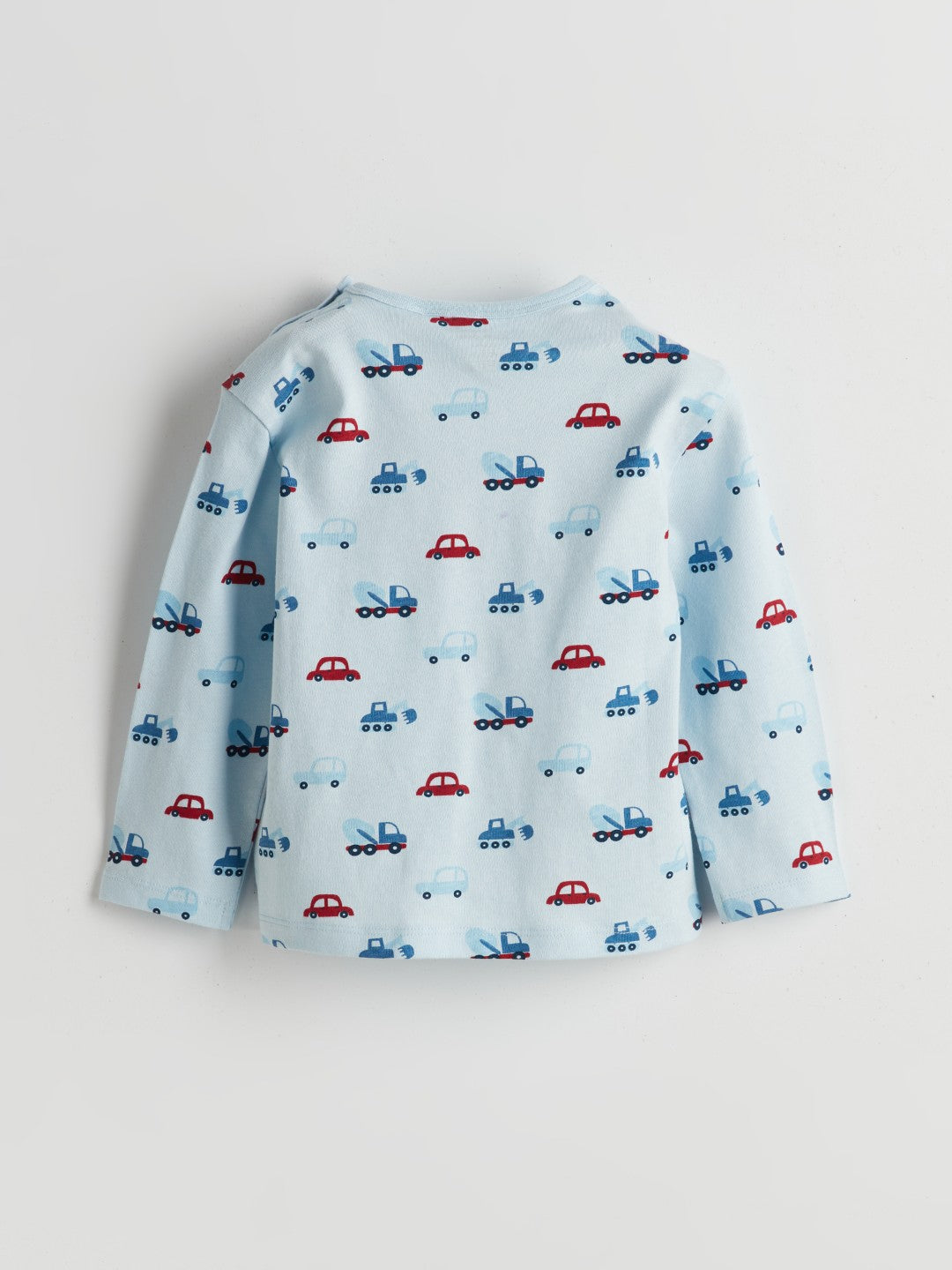 LCW Baby Blue Crew Neck Printed Baby Boy Pajama Set