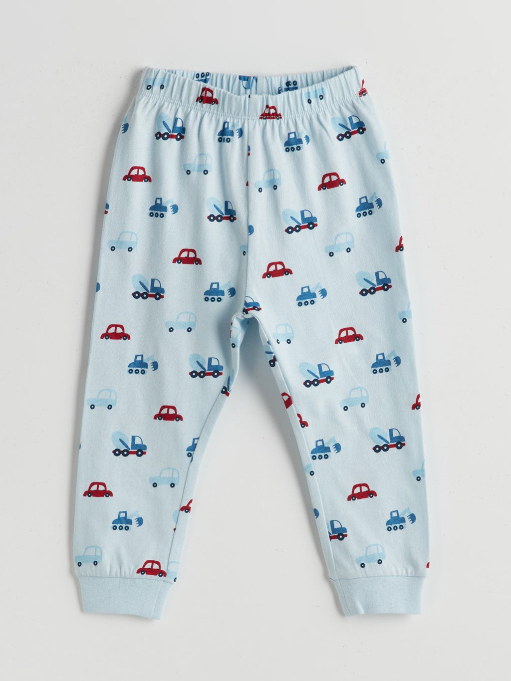 LCW Baby Blue Crew Neck Printed Baby Boy Pajama Set