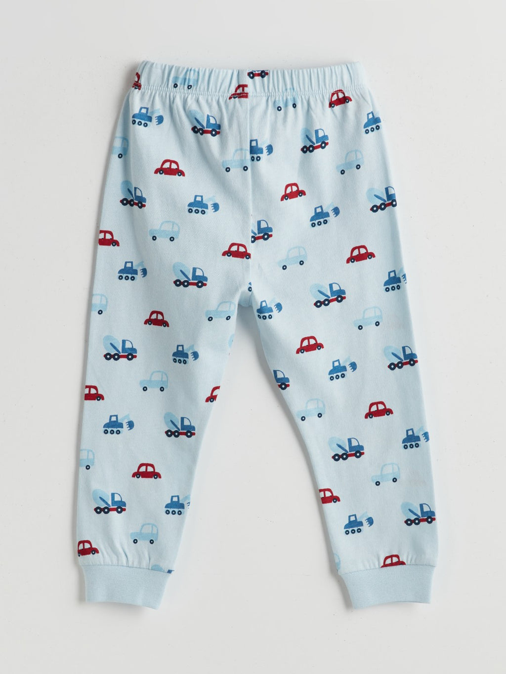 LCW Baby Blue Crew Neck Printed Baby Boy Pajama Set