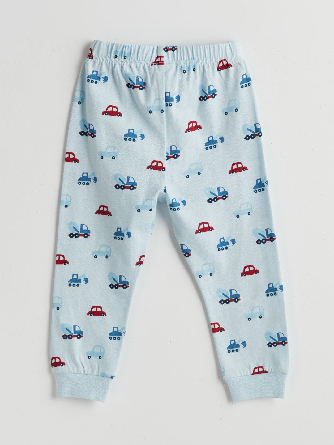 LCW Baby Blue Crew Neck Printed Baby Boy Pajama Set