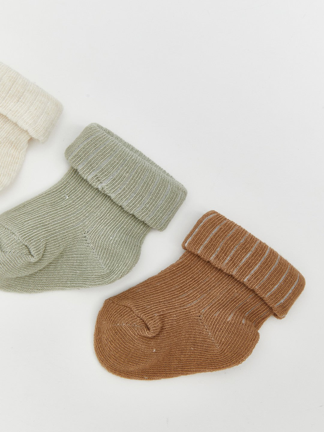 LCW Baby Ecru Printed Baby Boy Ankle Socks 3-Pack