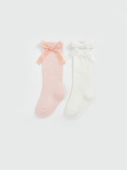 LCW Baby Ecru Baby Girl Knee-High Socks 2-Pack