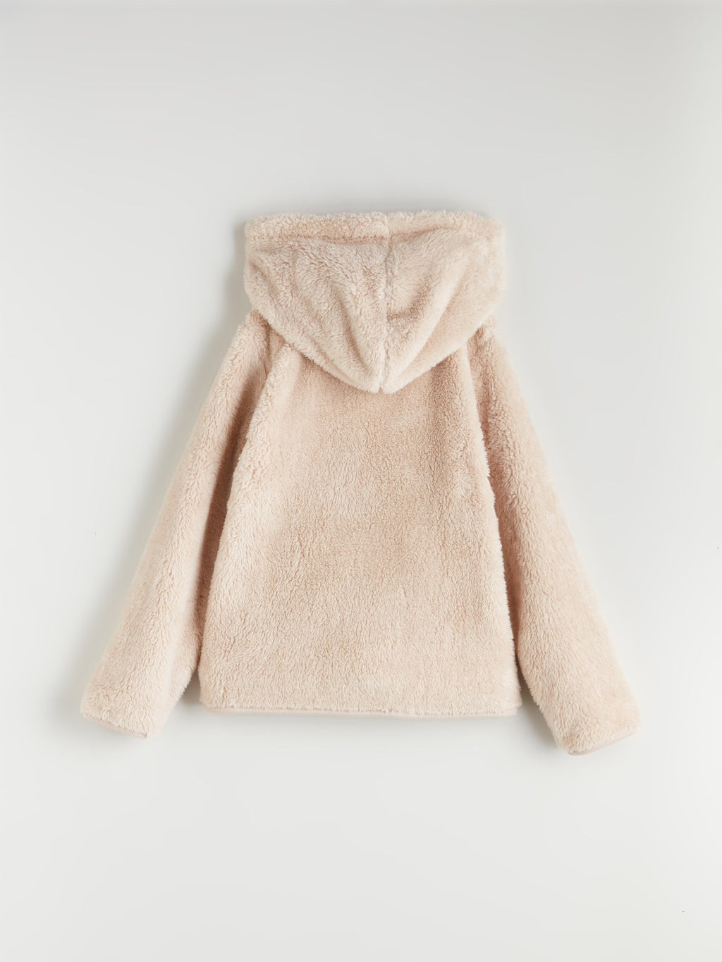 LCW Kids Beige Hooded Plush Girls Zippered Sweatshirt