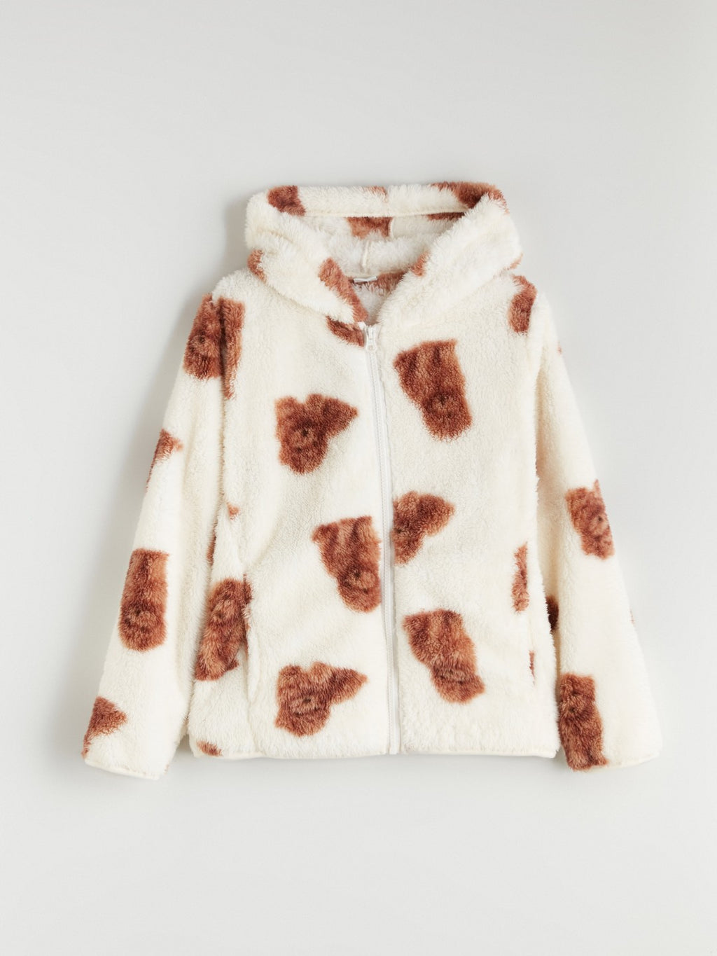 LCW Kids Hooded Plush Girls Zip-Up Sweatshirt