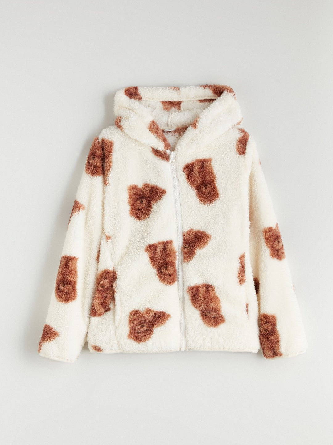 LCW Kids Hooded Plush Girls Zip-Up Sweatshirt