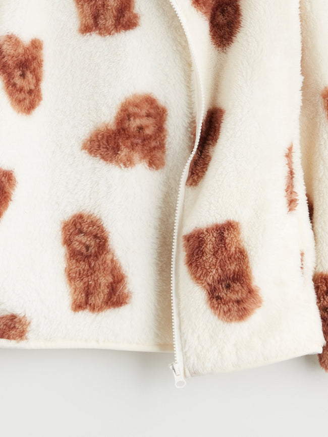 LCW Kids Hooded Plush Girls Zip-Up Sweatshirt Main Image