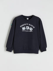 LCW Kids Navy Blue Crew Neck Girls Sweatshirt