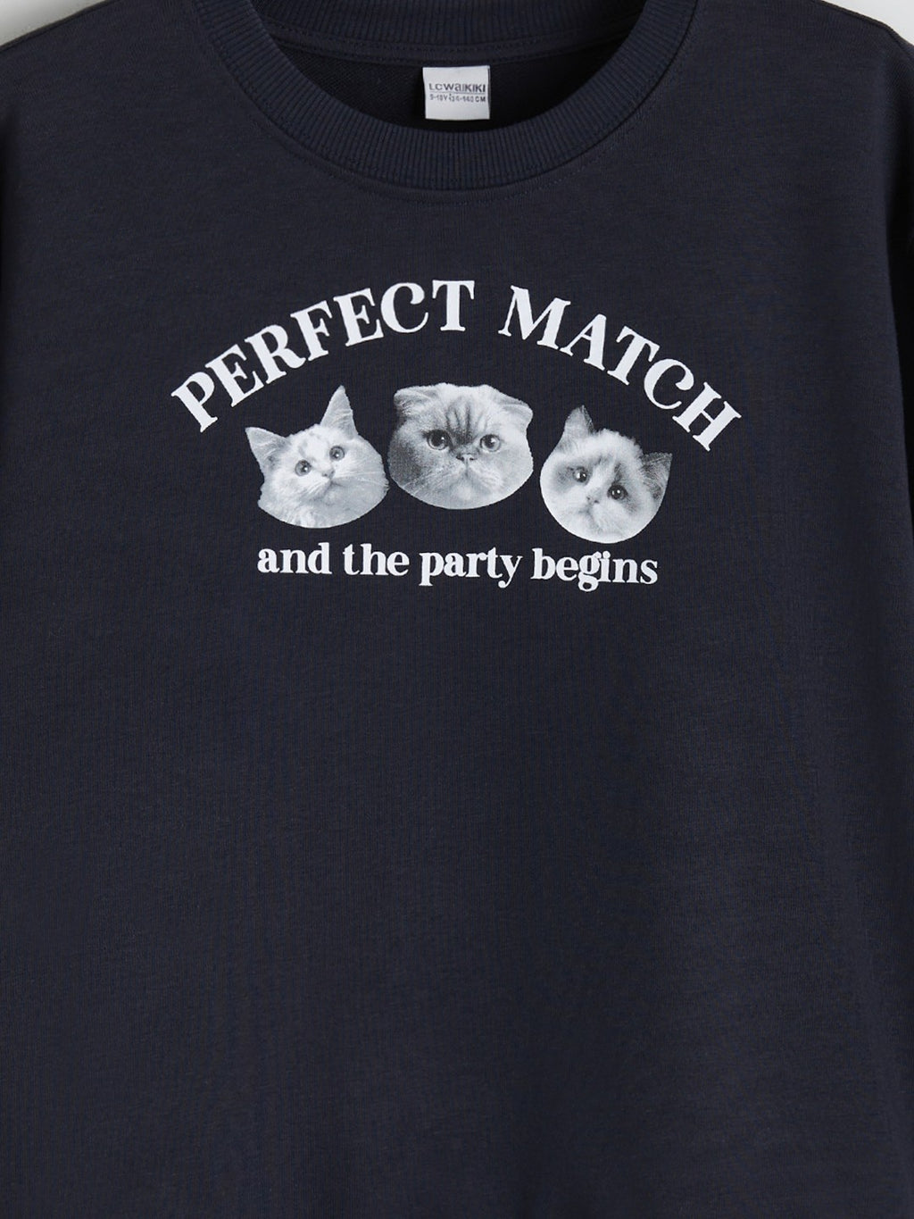 LCW Kids Navy Blue Crew Neck Girls Sweatshirt