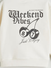 LCW Kids Ecru Crew Neck Girls Sweatshirt