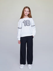 LCW Kids Ecru Crew Neck Girls Sweatshirt
