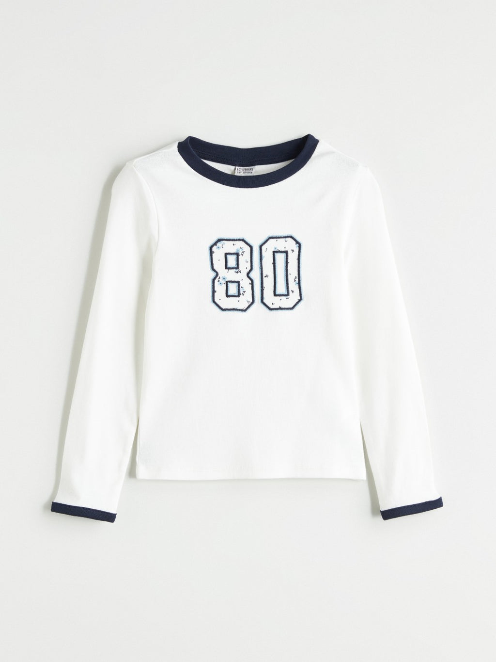 LCW Kids Ecru Crew Neck Printed Girls T-Shirt