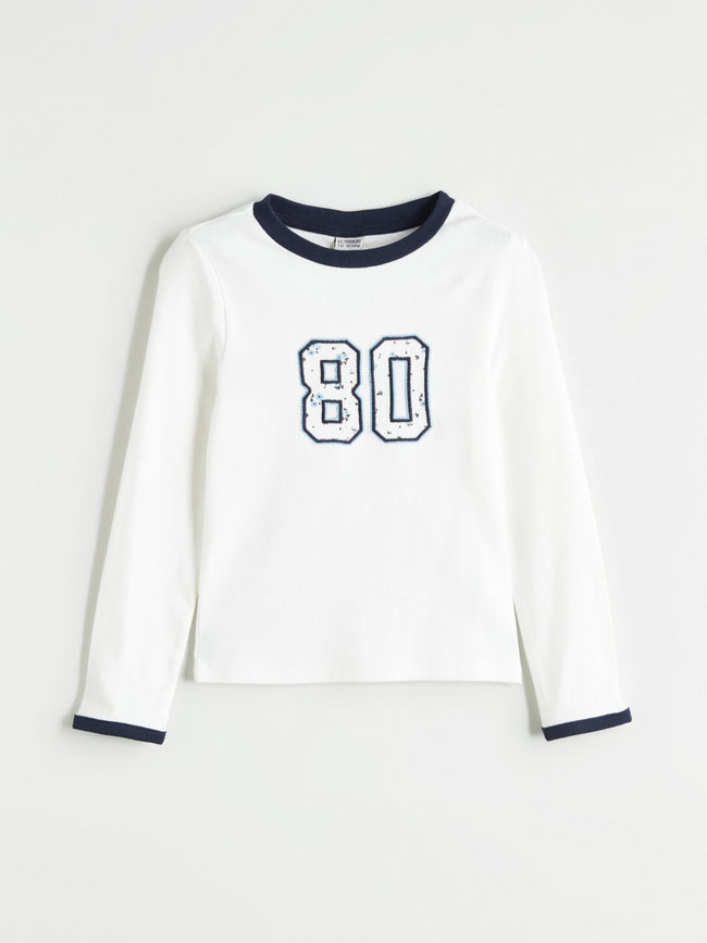 LCW Kids Ecru Crew Neck Printed Girls T-Shirt Hover Image