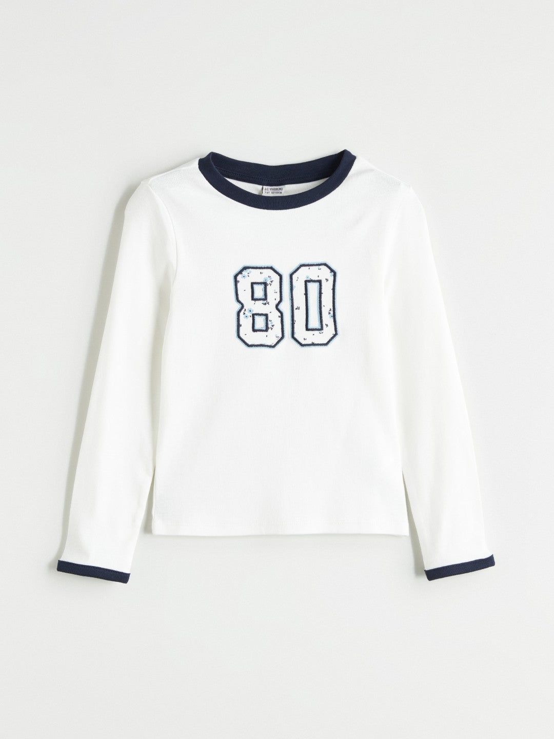 LCW Kids Ecru Crew Neck Printed Girls T-Shirt