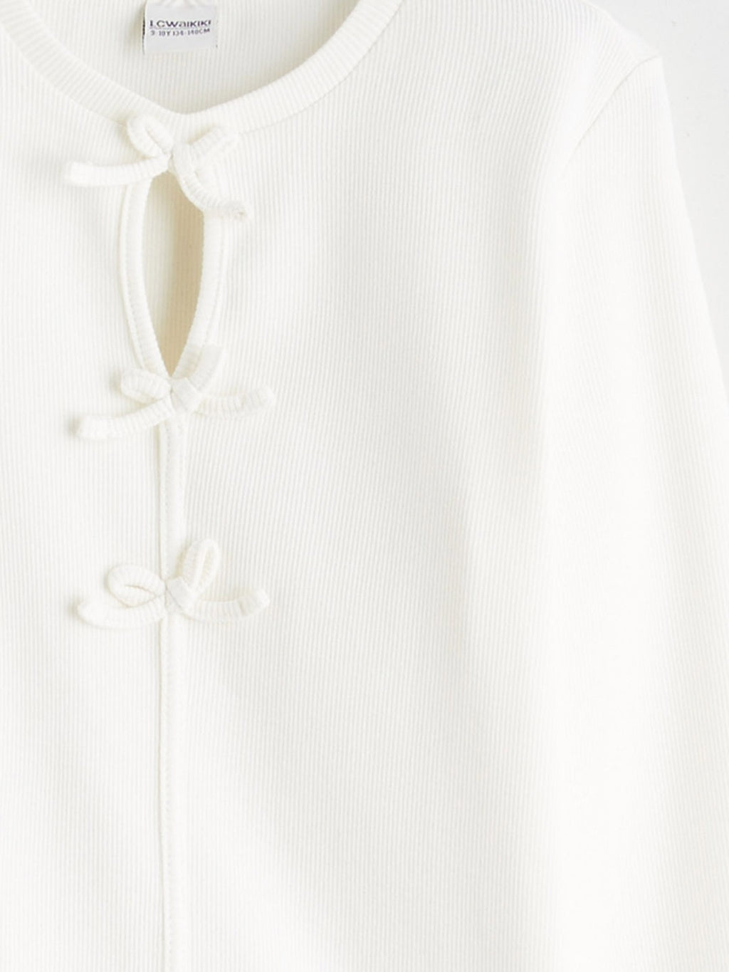 LCW Kids Crew Neck Bow Detailed Girls T-Shirt