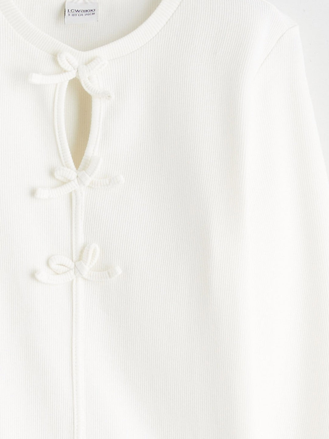 LCW Kids Crew Neck Bow Detailed Girls T-Shirt