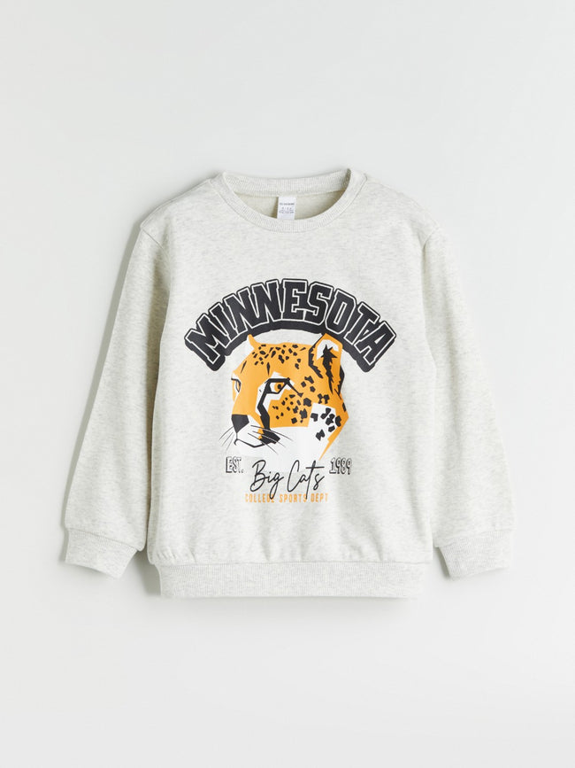 LCW Kids White Crew Neck Boys Sweatshirt Hover Image