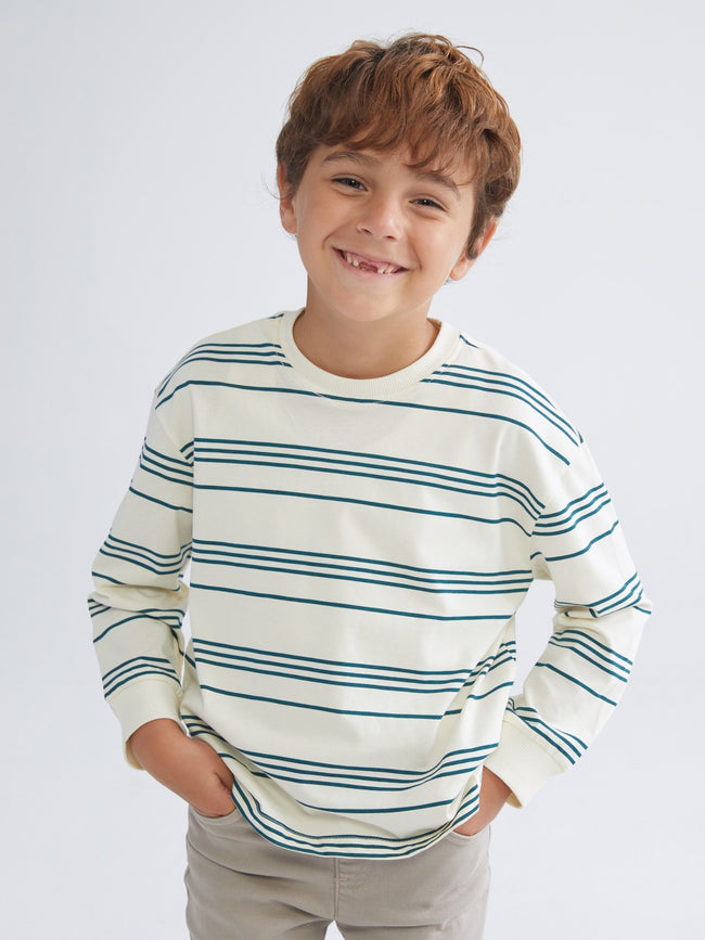 LCW Kids Petrol Crew Neck Long Sleeve Boys T-Shirt Hover Image