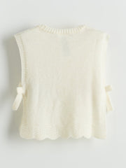 LCW Kids Ecru Crew Neck Bow GirlS Sweater