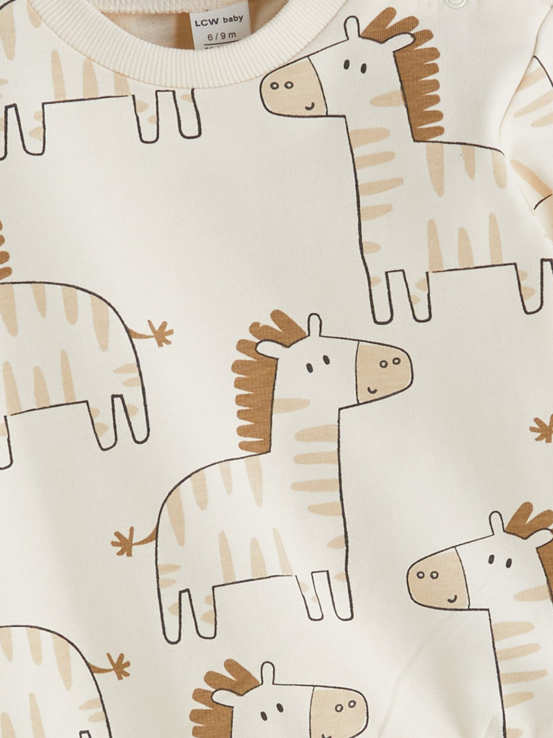 LCW Baby Ecru Printed Baby Boy Sweatshirt And Tracksuit Bottom 2-Pack