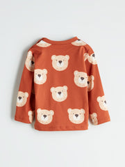 LCW Baby Brown Printed Baby Boy T-Shirt And Pants 2-Pack