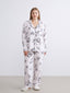 LCW Dream Beige Shirt Collar Printed Women Pajama Set