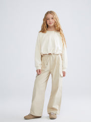 LCW Kids Beige Elastic Waist Gabardine Girls Trousers