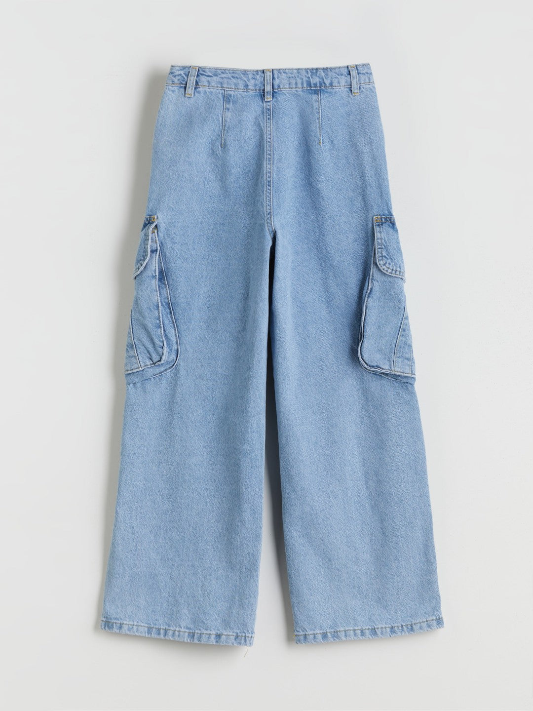 LCW Kids Indigo Adjustable Waist Elastic Girls Cargo Jean Pants