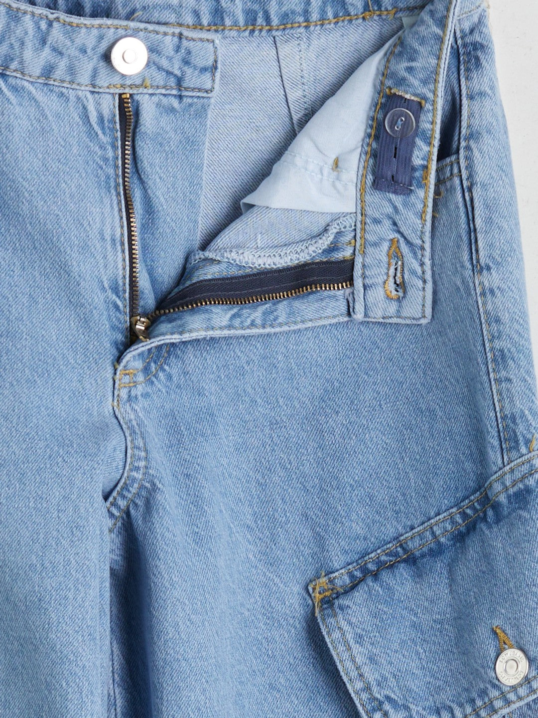 LCW Kids Indigo Adjustable Waist Elastic Girls Cargo Jean Pants