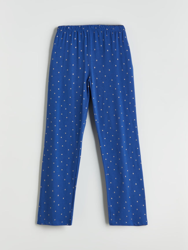 LCW Dream Blue Crew Neck Polka Dot Women Pajama Set Main Image