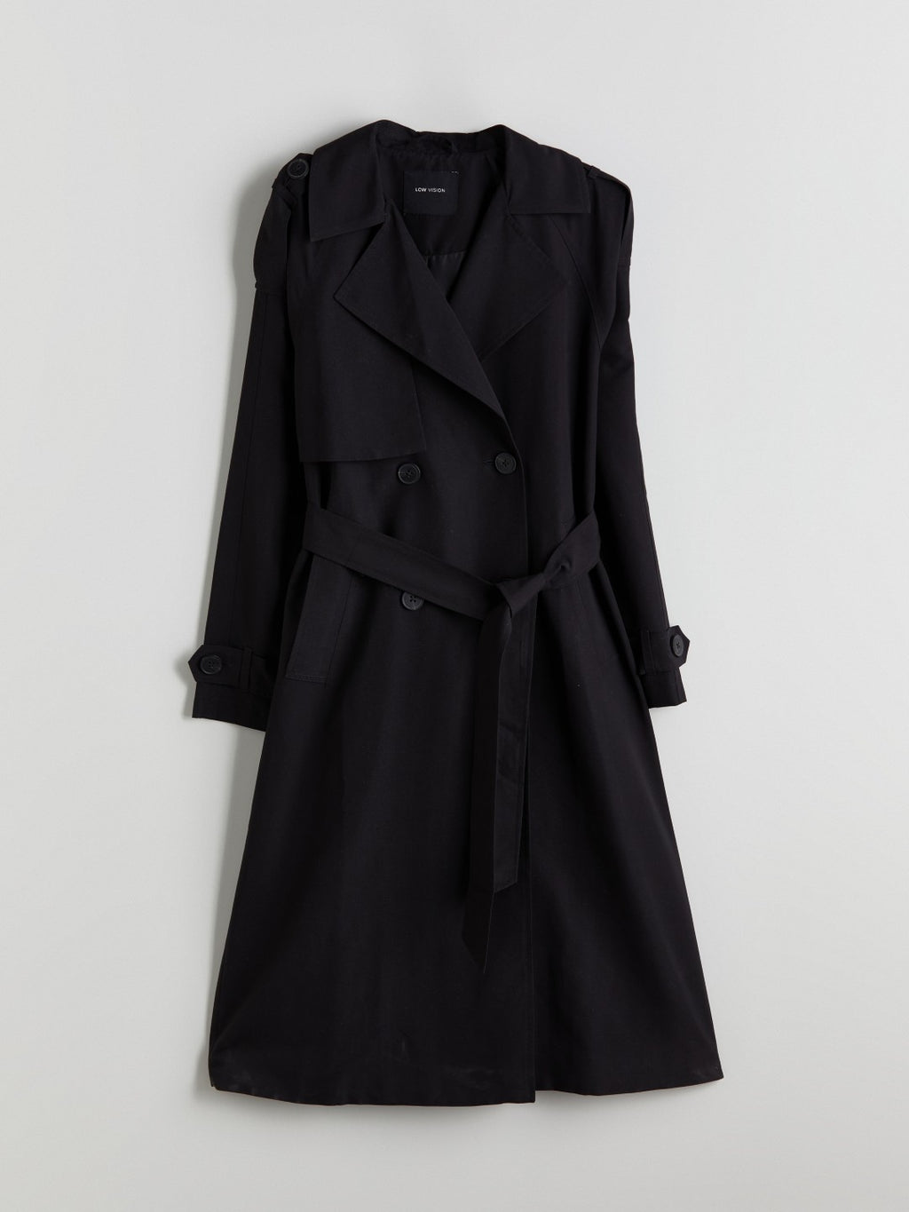 LCW Vision Black Jacket Collar Women Trench Coat