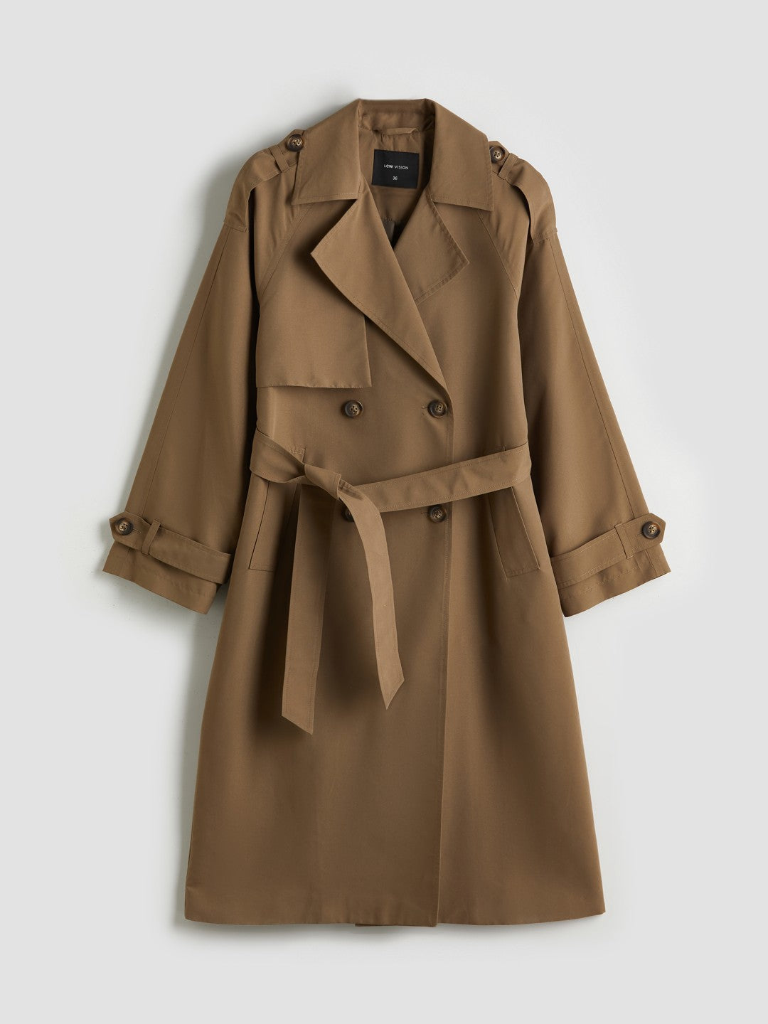 LCW Vision Black Jacket Collar Women Trench Coat