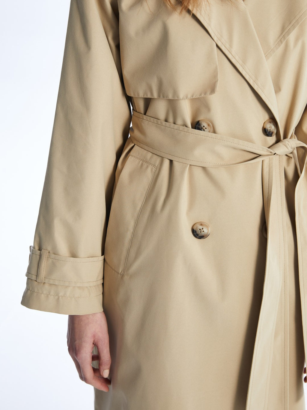 LCW Vision Black Jacket Collar Women Trench Coat