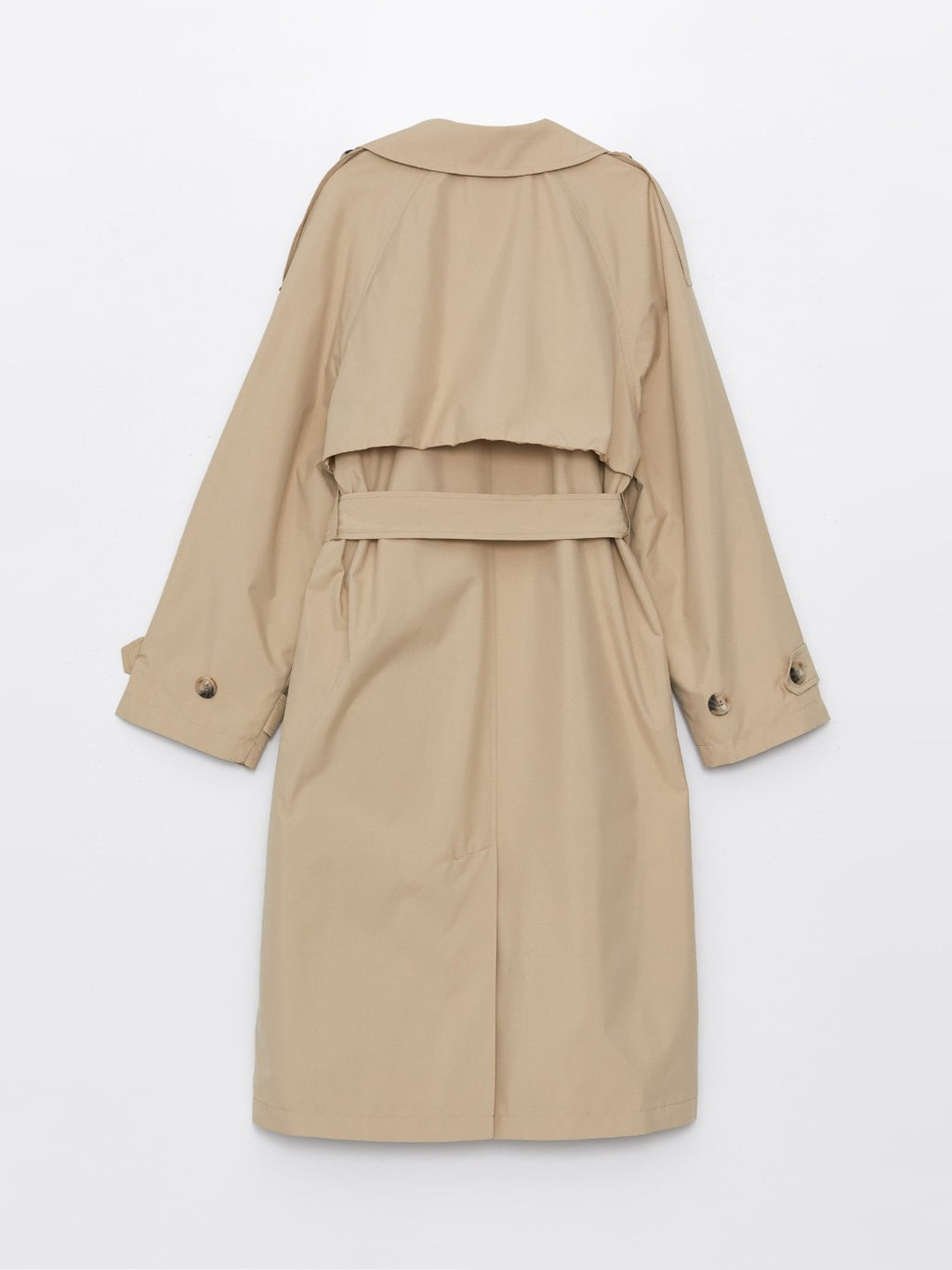 LCW Vision Black Jacket Collar Women Trench Coat