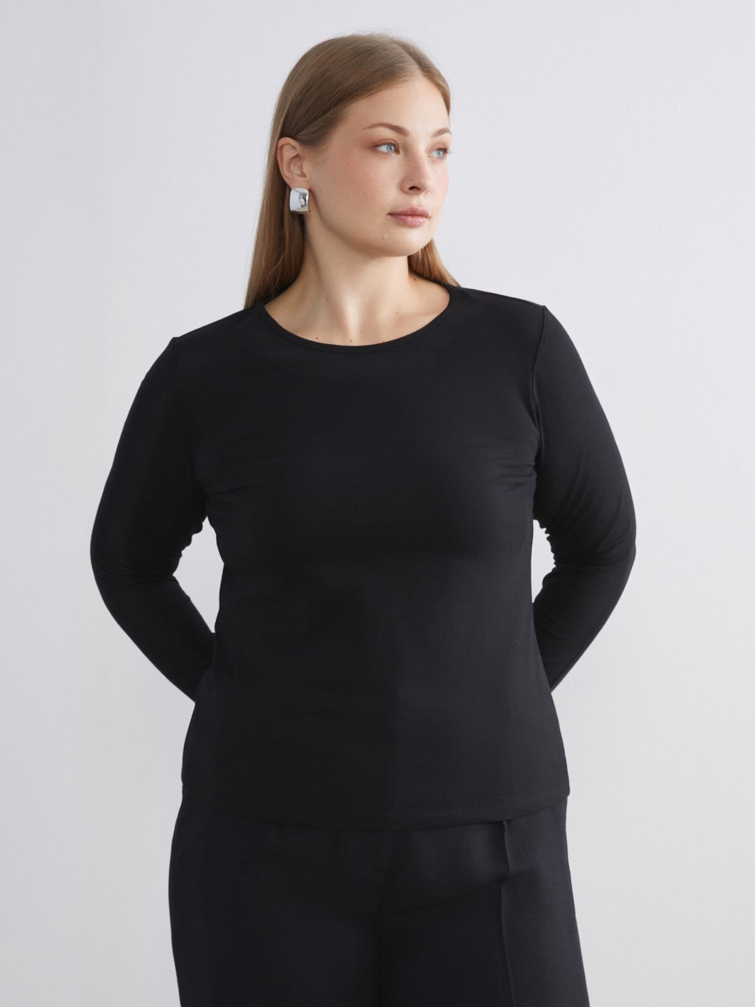LCW Classic Black Crew Neck Women Bodysuit