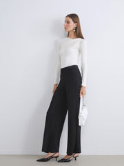 LCW Classic Elastic Waist Wide Leg Women Trousers