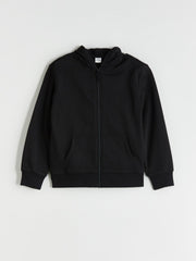 LCW Kids Black Long Sleeve Girl Thick Zippered Sweatshirt