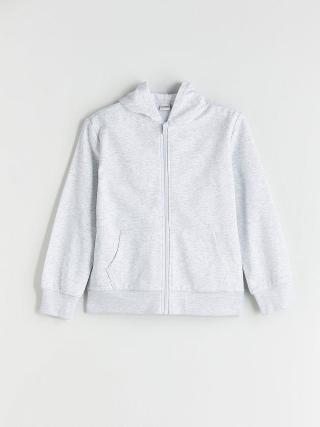 LCW Kids Black Long Sleeve Girl Thick Zippered Sweatshirt Hover Image