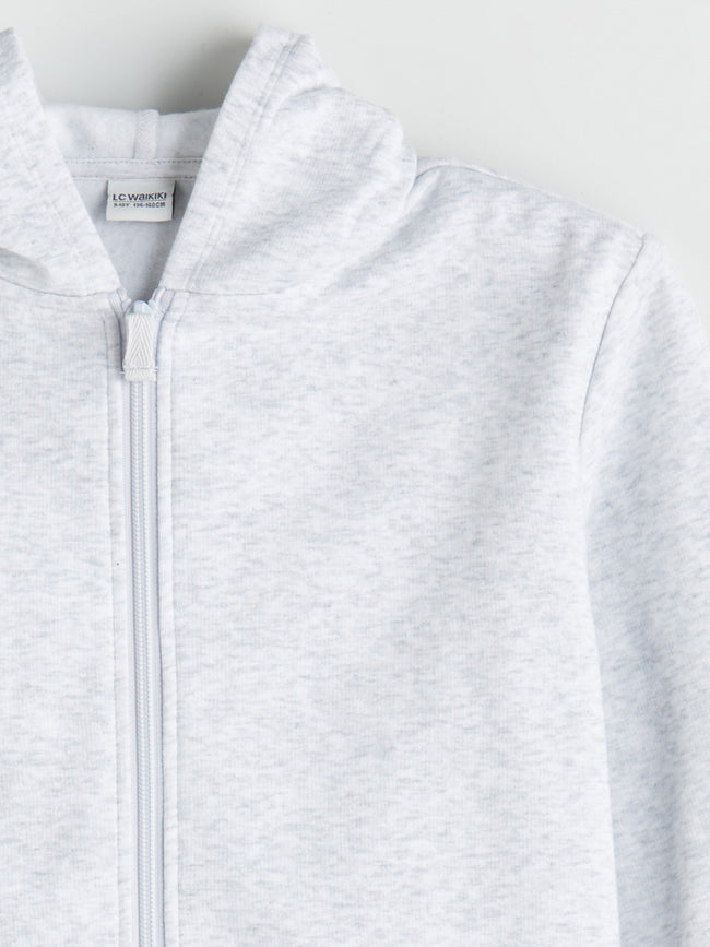 LCW Kids Black Long Sleeve Girl Thick Zippered Sweatshirt Main Image